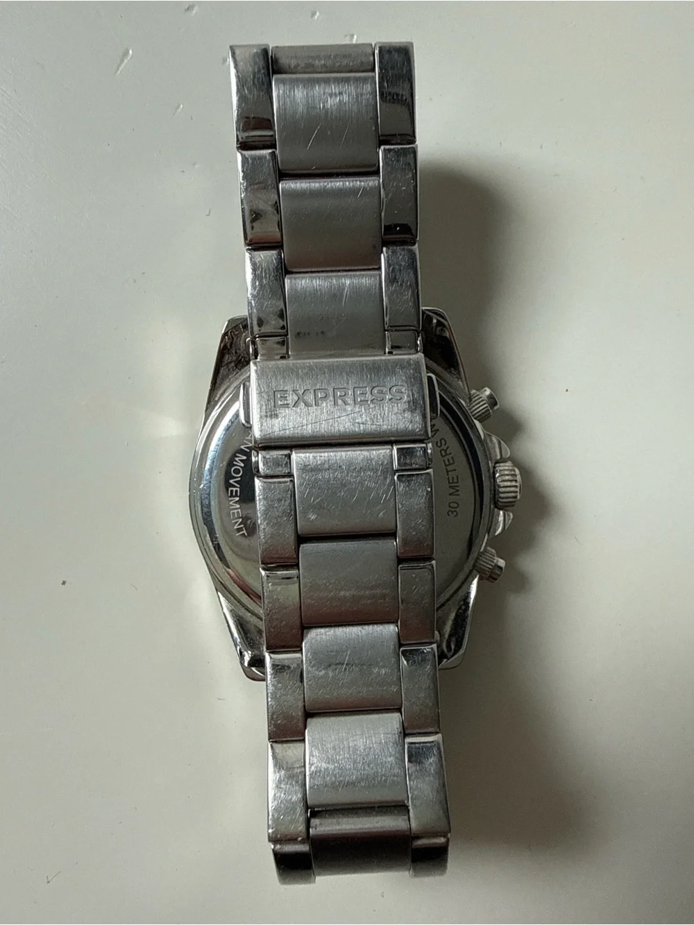 Express Silver-Tone Crystal Bracelet Watch